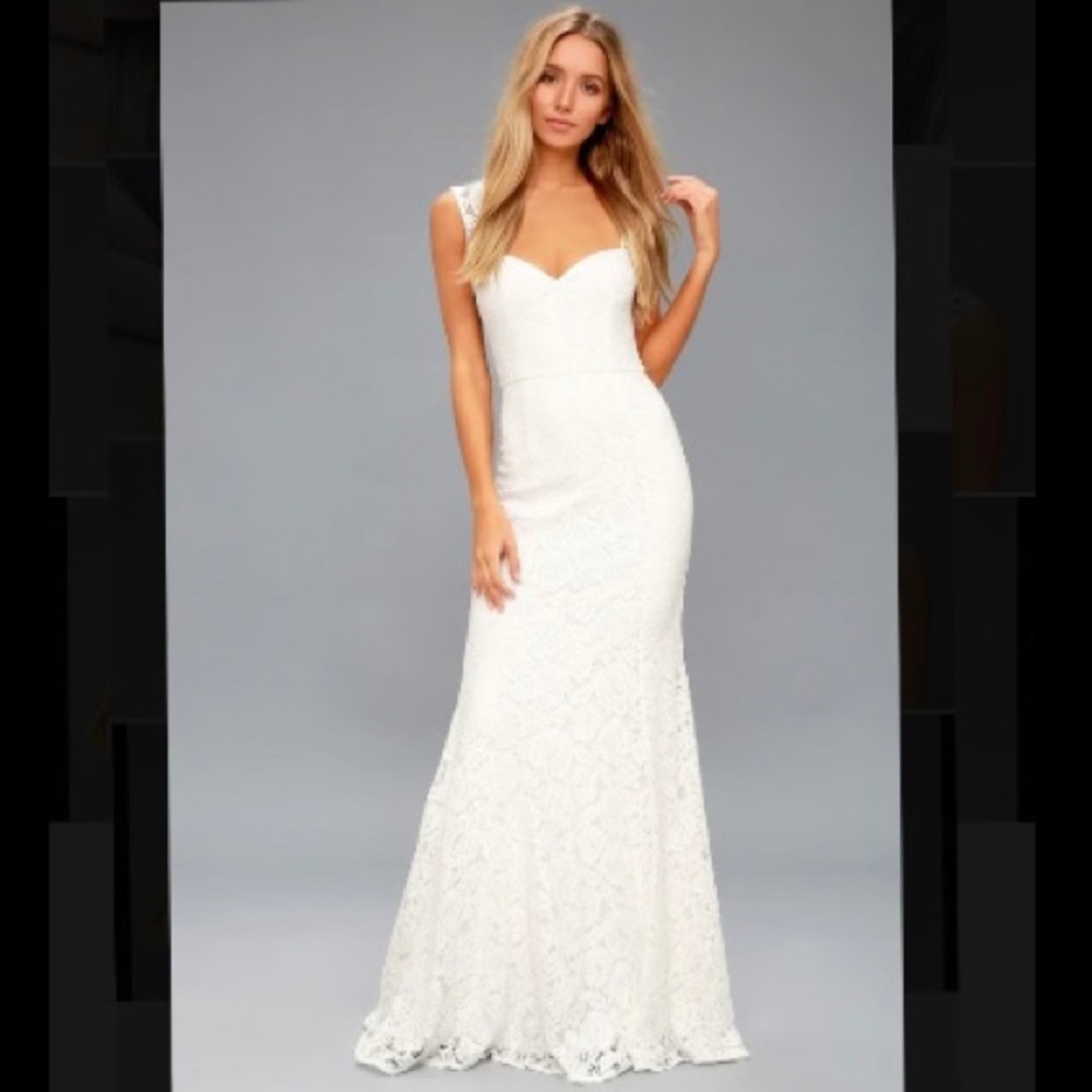 Exclusive! Lulus Rosetta White Lace Maxi Dress
